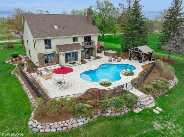 22846 W Lochanora Dr, Hawthorn Woods, IL 60047 - view of swimming pool featuring a gazebo, area for grilling, a patio, a hot tub, and a bar