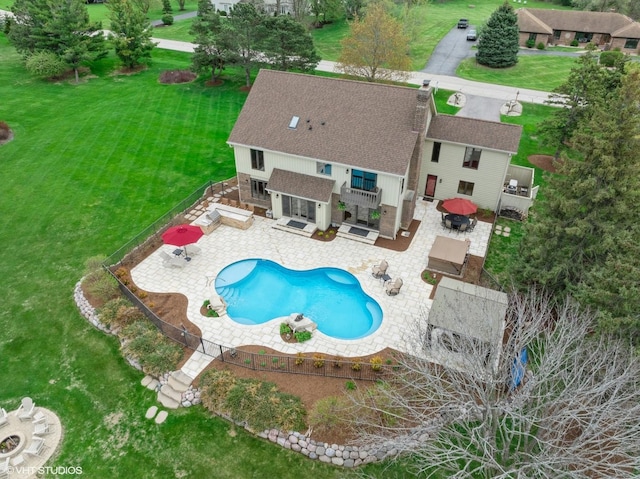 22846 W Lochanora Dr, Hawthorn Woods, IL 60047 - view of swimming pool featuring outdoor dining area, a patio area, stairs, and outdoor lounge area