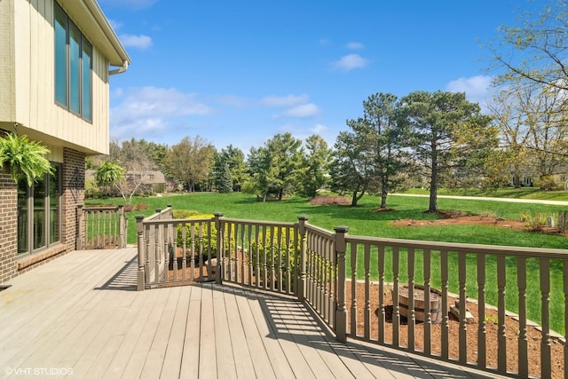 22846 W Lochanora Dr, Hawthorn Woods, IL 60047 - deck with a yard and view of wooded area