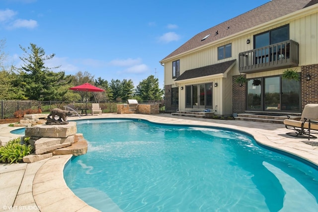 22846 W Lochanora Dr, Hawthorn Woods, IL 60047 - view of swimming pool with area for grilling, a patio, fence, and entry steps