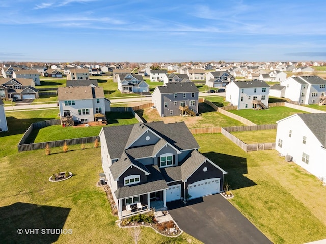 aerial view with a residential view