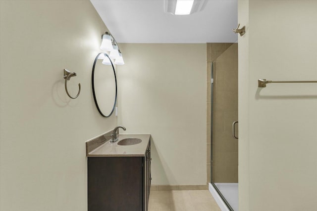 1104 Parkview Dr, Mahomet, IL 61853 - full bath featuring a stall shower, vanity, and tile patterned floors