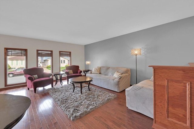 living area featuring hardwood / wood-style floors