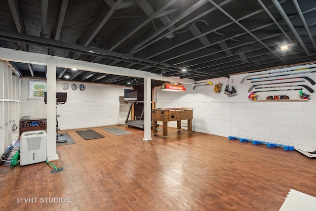 406 S Evergreen Ave, Arlington Heights, IL 60005 - basement featuring wood finished floors and concrete block wall