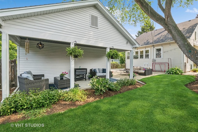406 S Evergreen Ave, Arlington Heights, IL 60005 - back of property with outdoor lounge area, a yard, and a patio area