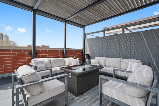 2041 W Division St Unit 304, Chicago, IL 60622 - view of patio / terrace with fence and an outdoor living space with a fire pit