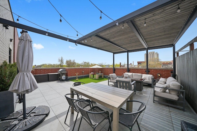 2041 W Division St Unit 304, Chicago, IL 60622 - view of patio / terrace featuring a fenced backyard, area for grilling, an outdoor hangout area, and outdoor dining space
