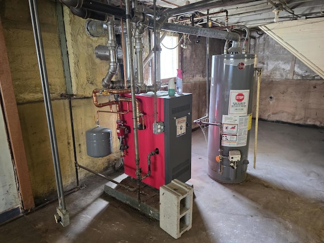 utilities featuring water heater and a heating unit