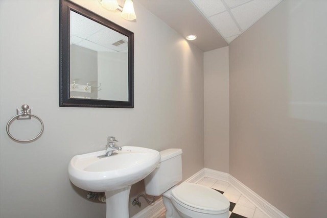 37 River Ridge Drive, Sleepy Hollow, IL 60118 - bathroom featuring tile patterned floors and a drop ceiling