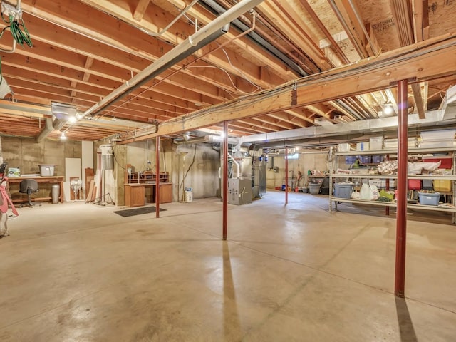 unfinished below grade area with heating unit