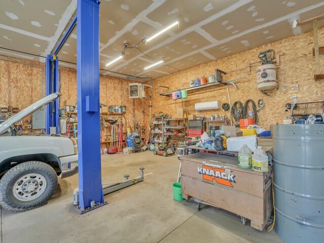 garage featuring a workshop area