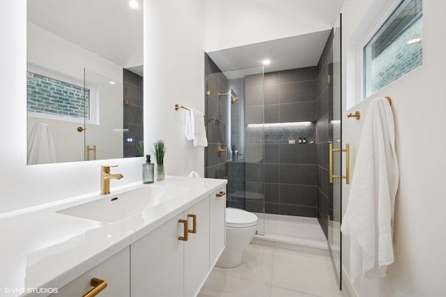 1333 N Bell Ave, Chicago, IL 60622 - bathroom with a stall shower, vanity, tile patterned flooring, and toilet
