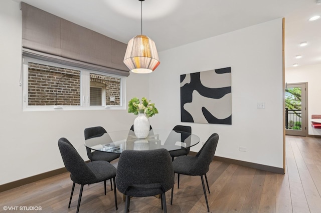 1333 N Bell Ave, Chicago, IL 60622 - dining room with hardwood / wood-style flooring, baseboards, and recessed lighting