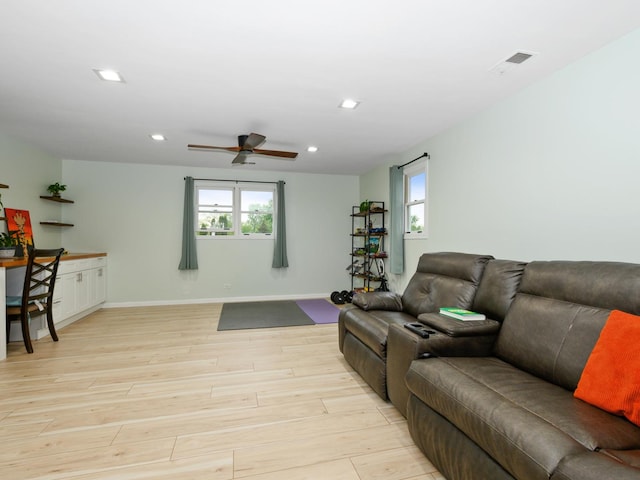 11554 S Neenah Ave, Worth, IL 60482 - living room with ceiling fan, light wood finished floors, recessed lighting, and baseboards