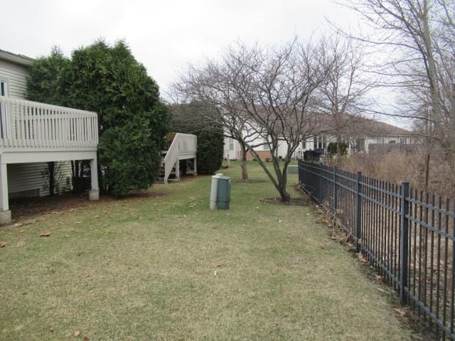 2844 Waterfront Ave, Algonquin, IL 60102 - view of yard with a wooden deck, fence, and stairs