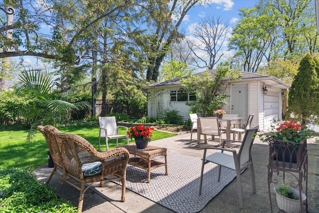 1945 Bosworth Ln, Northfield, IL 60093 - view of patio with an outdoor structure and a garage