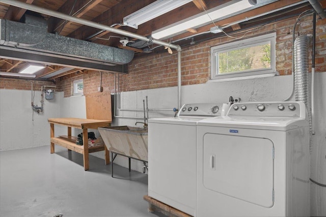 1945 Bosworth Ln, Northfield, IL 60093 - washroom with separate washer and dryer and brick wall