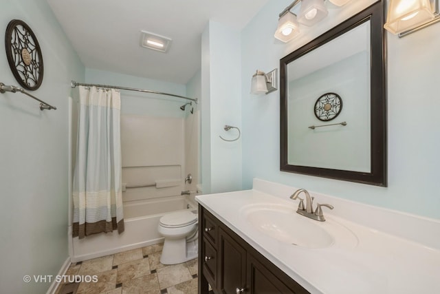 1641 Foster Cir, Algonquin, IL 60102 - full bathroom with vanity, toilet, shower / bath combo with shower curtain, and baseboards