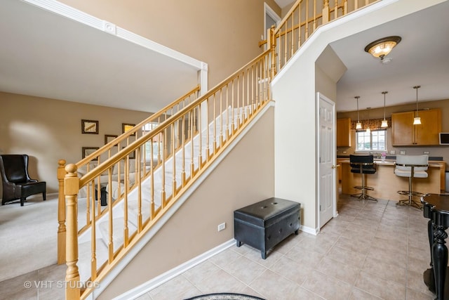 1641 Foster Cir, Algonquin, IL 60102 - stairway with tile patterned floors and baseboards