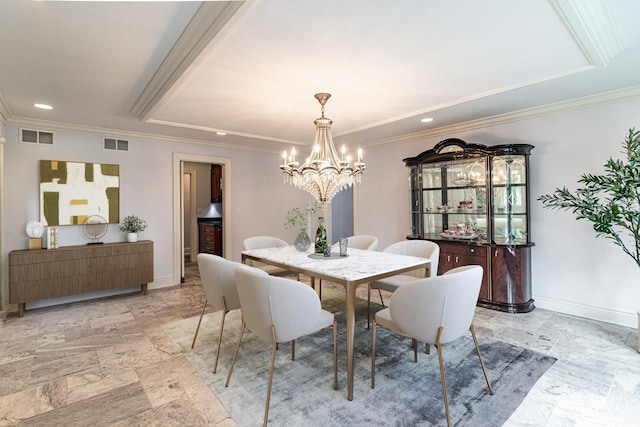 2426 Lexington Dr, Long Grove, IL 60047 - dining space featuring a chandelier, ornamental molding, and recessed lighting