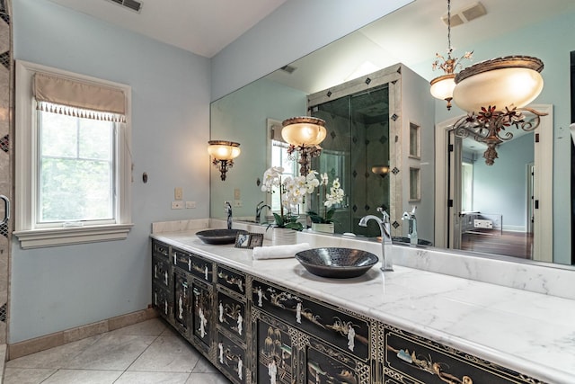 2426 Lexington Dr, Long Grove, IL 60047 - full bathroom with double vanity, a shower stall, and tile patterned flooring
