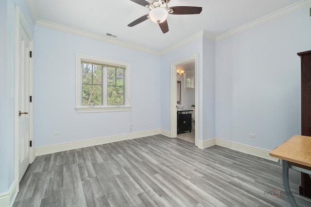 2426 Lexington Dr, Long Grove, IL 60047 - unfurnished room with light wood finished floors, ceiling fan, and ornamental molding