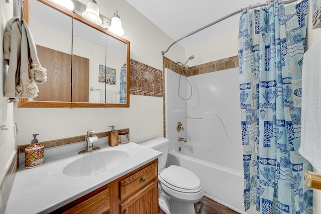 26247 N Green St Unit 2F, Mundelein, IL 60060 - full bathroom featuring toilet, vanity, and shower / bathtub combination with curtain