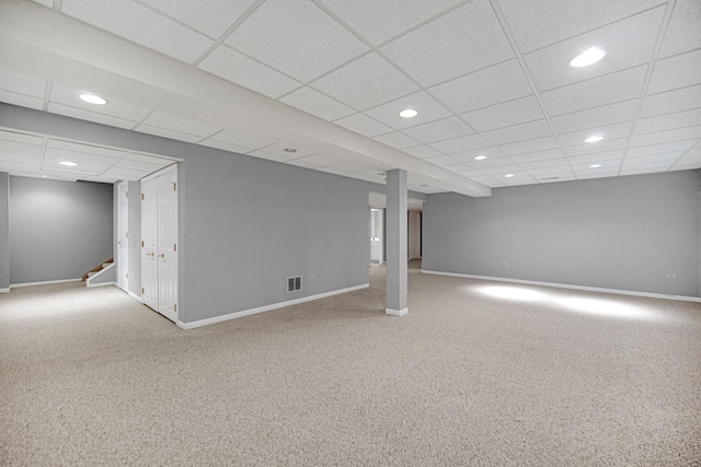 9154 Arbour Walk Dr, Frankfort, IL 60423 - finished below grade area featuring carpet, baseboards, recessed lighting, stairway, and a paneled ceiling