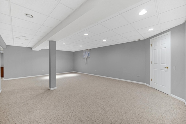 9154 Arbour Walk Dr, Frankfort, IL 60423 - finished basement with carpet floors, a paneled ceiling, recessed lighting, and baseboards