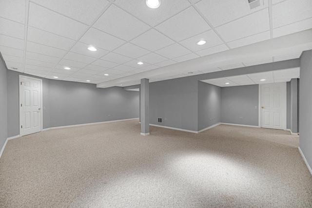 9154 Arbour Walk Dr, Frankfort, IL 60423 - finished below grade area featuring baseboards, recessed lighting, carpet, and a paneled ceiling
