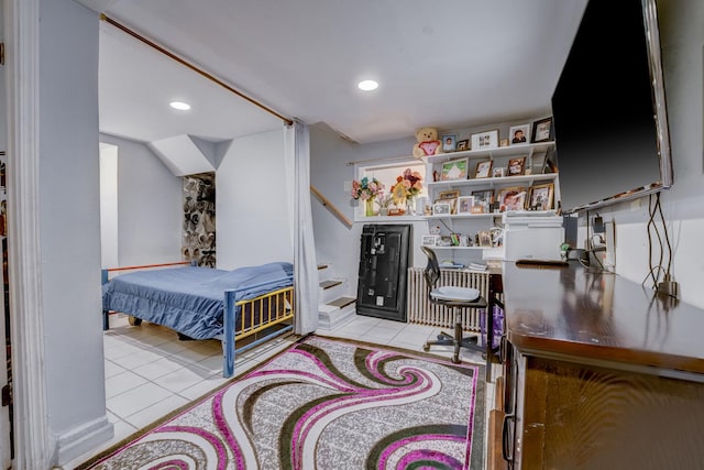 5048 W Wrightwood Ave, Chicago, IL 60639 - home office with tile patterned floors and recessed lighting