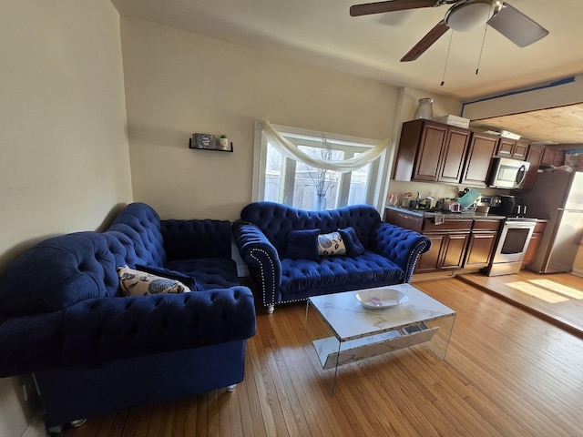 5750 W 65th St, Chicago, IL 60638 - living area with light wood-style flooring and ceiling fan
