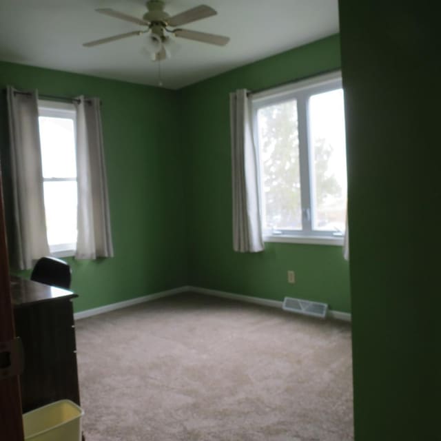 10902 E French St, Grant Park, IL 60940 - carpeted empty room with visible vents, baseboards, and ceiling fan