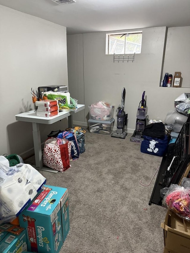 basement with carpet
