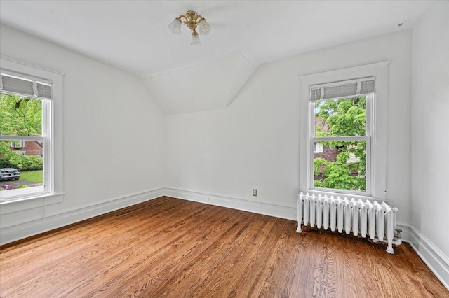 820 Lake Ave, Wilmette, IL 60091 - additional living space featuring radiator heating unit, vaulted ceiling, plenty of natural light, and wood finished floors