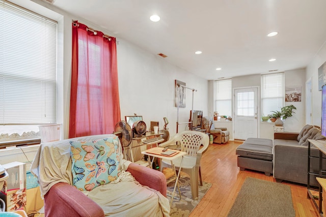 1234 S Karlov Ave, Chicago, IL 60623 - living room featuring light wood-type flooring and recessed lighting