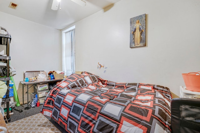 1234 S Karlov Ave, Chicago, IL 60623 - bedroom with carpet, visible vents, and a ceiling fan