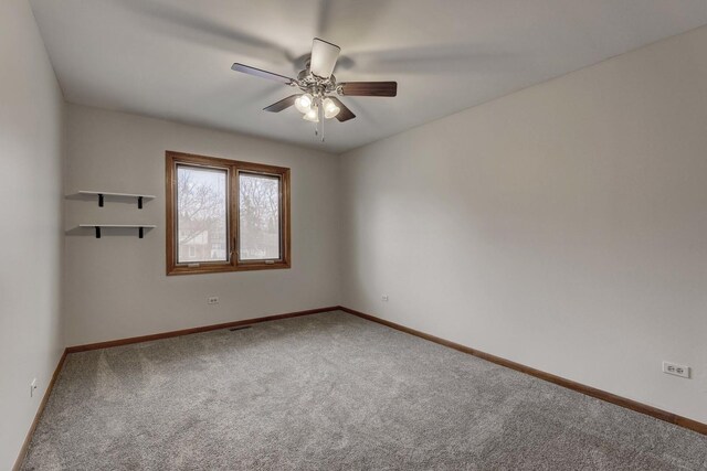 1616 N Dale Ave, Arlington Heights, IL 60004 - empty room featuring carpet, baseboards, and a ceiling fan