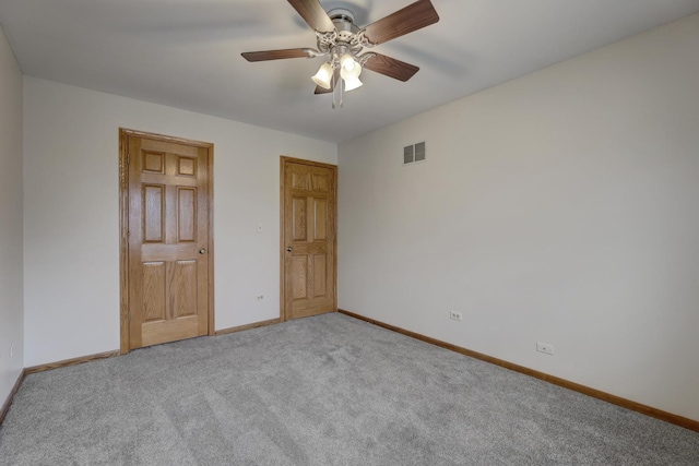 1616 N Dale Ave, Arlington Heights, IL 60004 - unfurnished bedroom with visible vents, baseboards, ceiling fan, and carpet floors