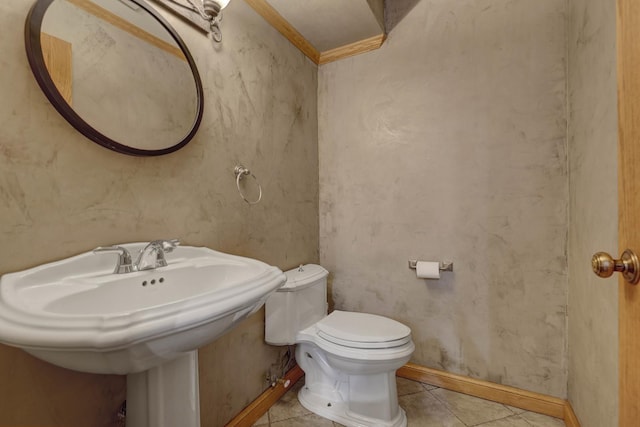 1616 N Dale Ave, Arlington Heights, IL 60004 - half bathroom with a sink, toilet, tile patterned flooring, and baseboards