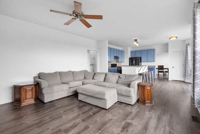 1904 Heron View Way, Round Lake, IL 60073 - living area featuring dark wood-style flooring and ceiling fan