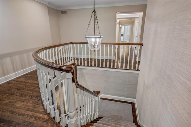 280 Old Farm Rd, Northfield, IL 60093 - stairway with wood finished floors and ornamental molding