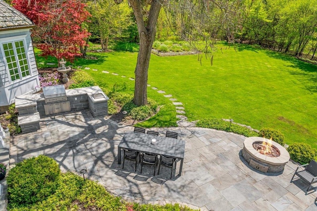 280 Old Farm Rd, Northfield, IL 60093 - view of patio / terrace with a fire pit and outdoor dining space
