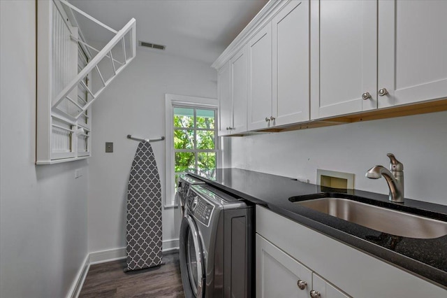 280 Old Farm Rd, Northfield, IL 60093 - laundry area with cabinet space, dark wood-type flooring, and baseboards