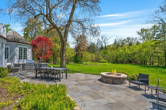 280 Old Farm Rd, Northfield, IL 60093 - view of patio featuring a fire pit and outdoor dining area