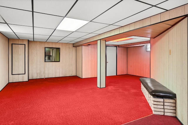 31 W 126th Pl, Chicago, IL 60628 - finished basement featuring wooden walls, a drop ceiling, and dark carpet