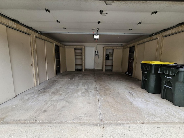 garage with a garage door opener