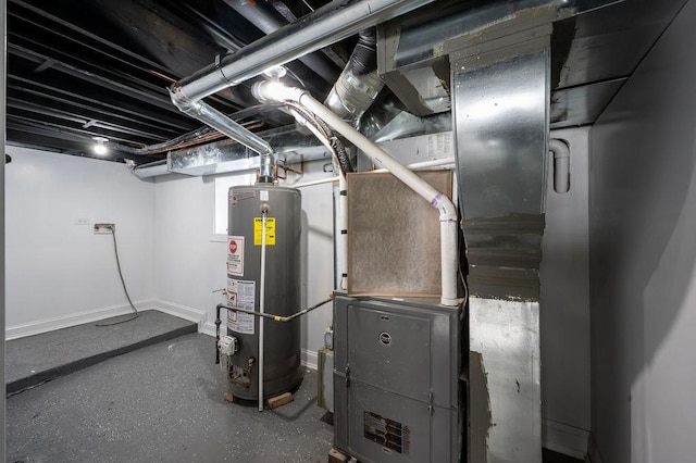 utility room with water heater