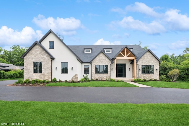 10940 German Church Rd, La Grange, IL 60525 - modern farmhouse with stone siding, stucco siding, and a front yard