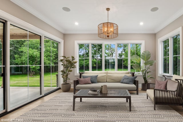 10940 German Church Rd, La Grange, IL 60525 - sunroom / solarium featuring healthy amount of natural light and a chandelier